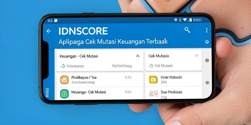 Tampilan antarmuka IDNSCORE untuk cek mutasi keuangan.