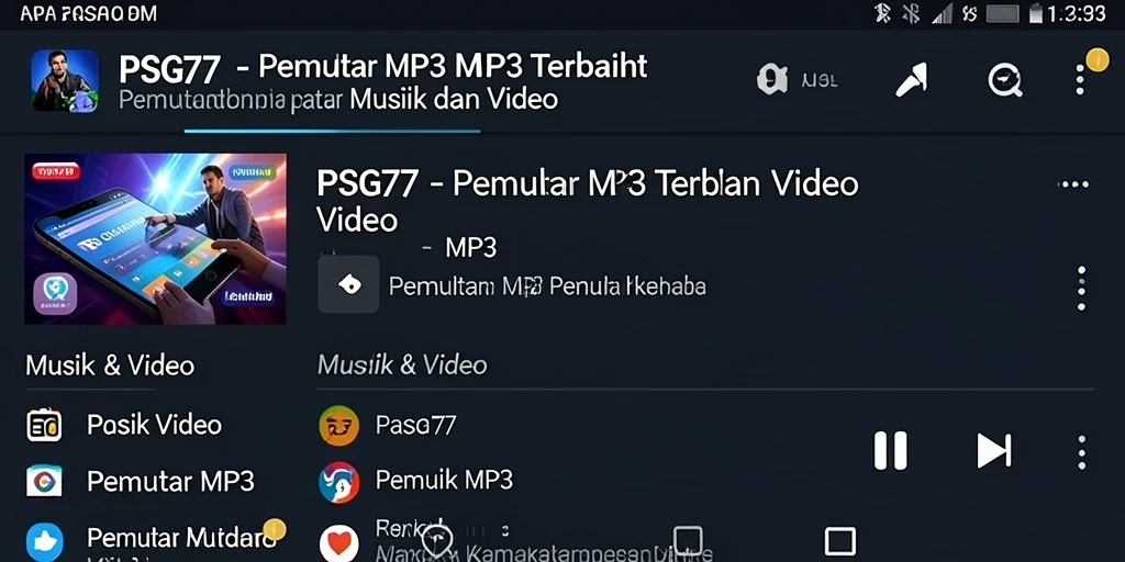 Antarmuka sederhana dan fungsional dari PSG77 Pemutar MP3.