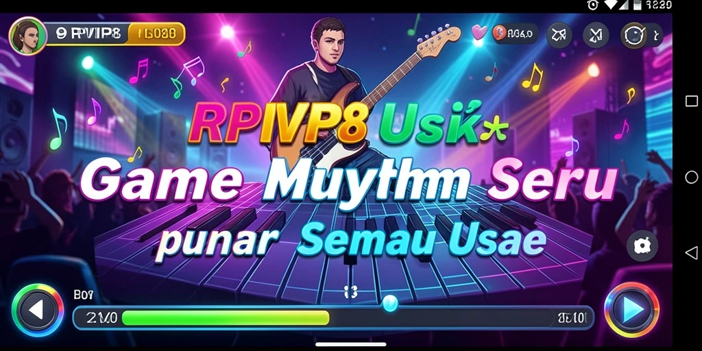 Tampilan antarmuka seru dan dinamis dari permainan Musik Rhythm.