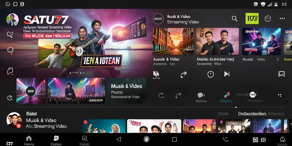 Antarmuka SATU77 yang menarik untuk streaming video.